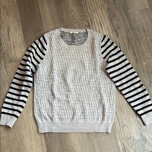 Madewell Gray and Black Striped sleeve Sweater